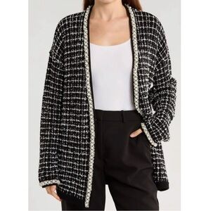 Alice + Olivia Black and White Checkered Cardigan